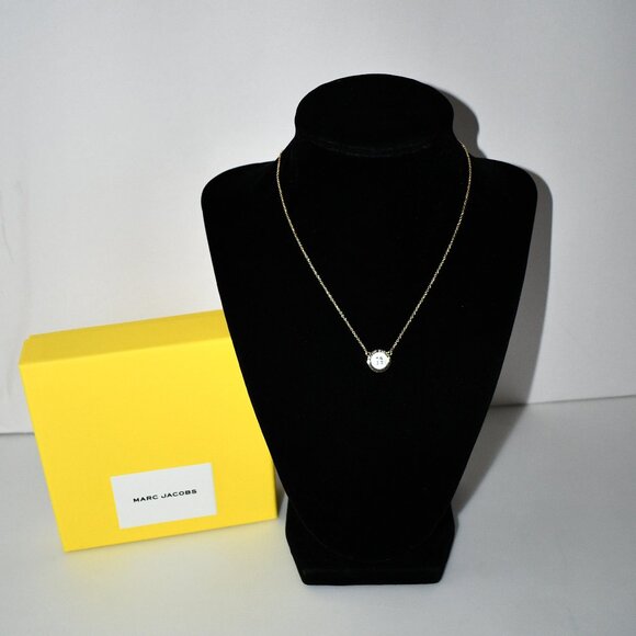 Marc Jacobs The Button Crystal Embellished Pendant Necklace in Gold #2S5JNC001J2 - Picture 1 of 7
